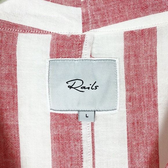 Rails | Thea Tie Front Short Sleeve Seville Stripe White Red - Picture 4 of 8
